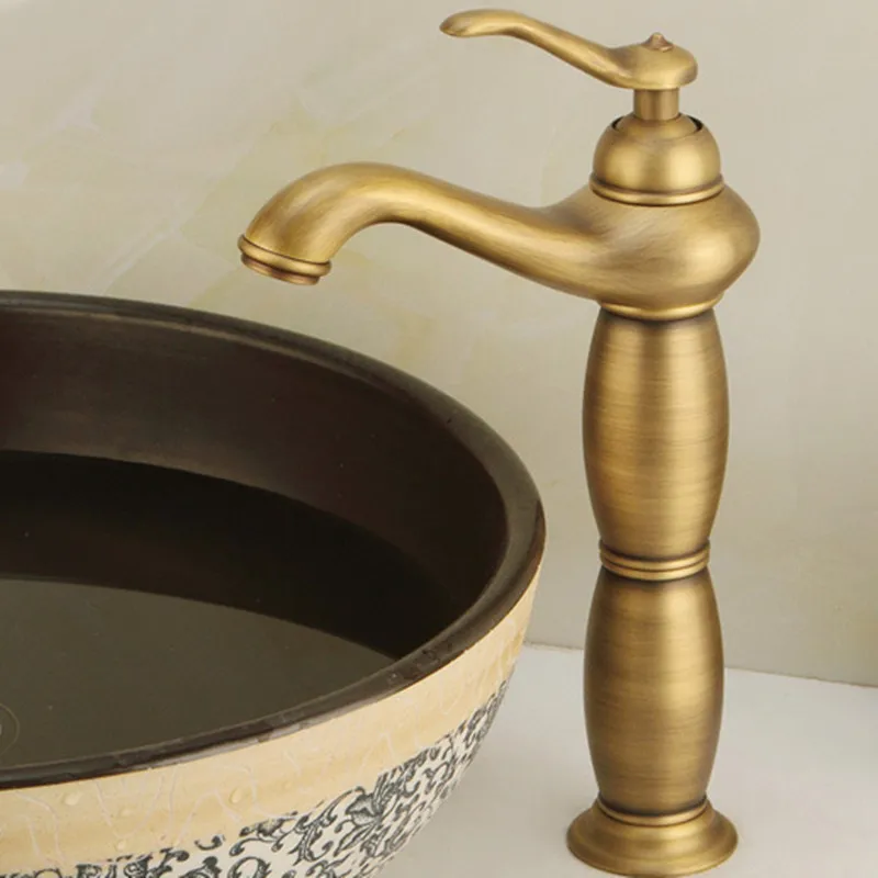 

Free shipping Luxury Higher antique bathroom basin mixer tap with deck mounted bronze bathroom basin sink water mixer taps