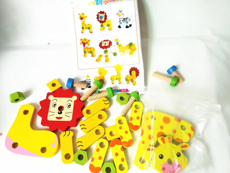

WYNLZQ Wooden Disassembly Animal Combination Screw Nut Assembly Building Blocks Children Educational Toys Kindergarten Christmas