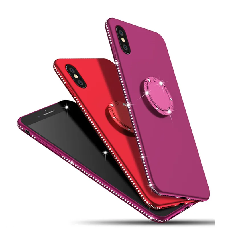 Силиконовый блестящий чехол со стразами для iPhone X 6 6S Plus тонкий мягкий матовый 7 8 XR
