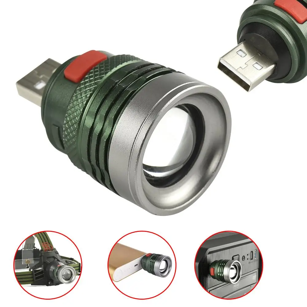 Масштабируемые 8000 LM Q5 светодиодный Перезаряжаемые USB фары 18650 фар 3 режима фонарь для кемпинга светодиодные лампы+ USB кабель лидер продаж - Испускаемый цвет: Lamp Head Only