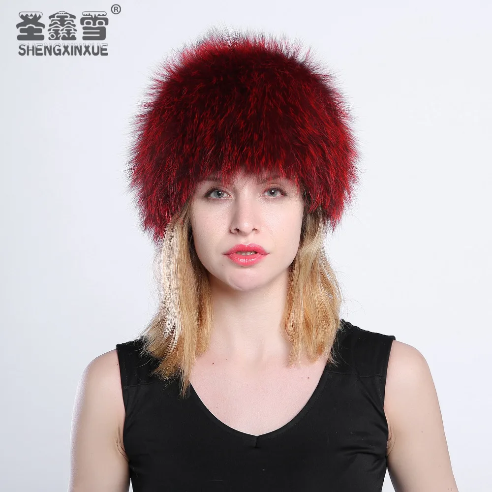 2017 Женская шапка из лисьего/лисьего меха для осени и зимы теплая вязаная женская