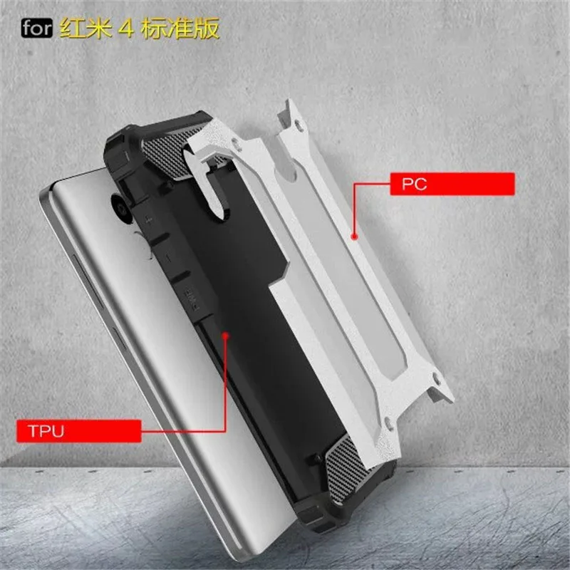 Beworlder For Xiaomi Redmi 4 Case ShockProof Armor Phone Cases Heat Disspation Dual Protection TPU And PC Back Cover |