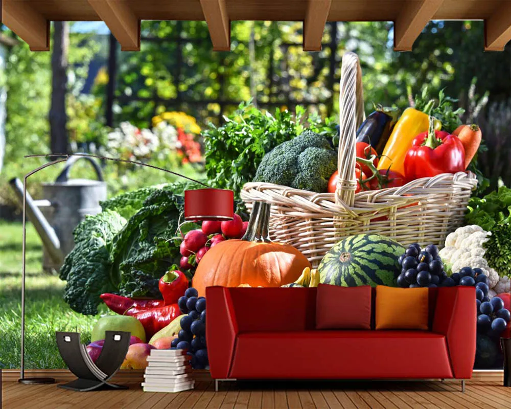 Плетеная корзина для фруктов и овощей 3d обои украшения дома|Обои| |