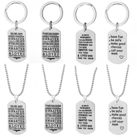 stainless steel to my son to my daughter dog tag keychain keyring pendant necklaces from dad mom birthday graduation gifts