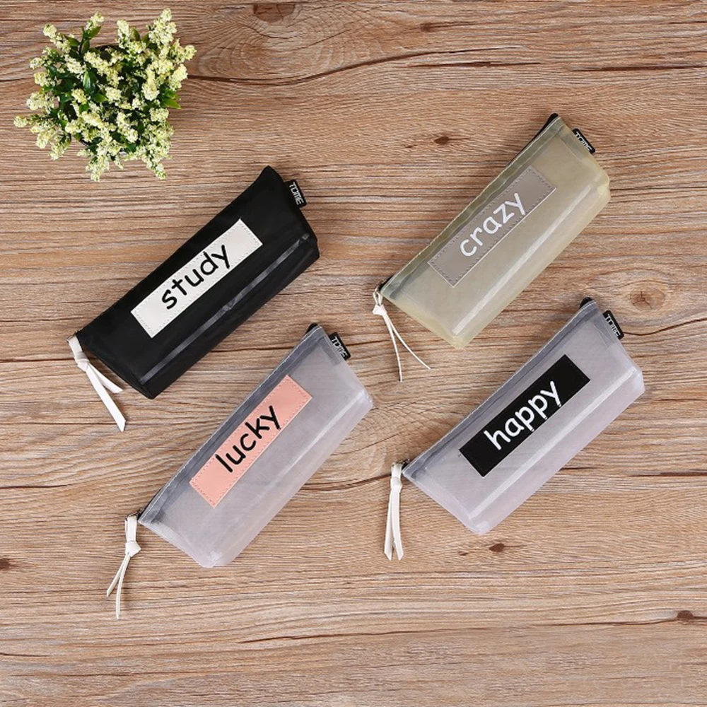 Прозрачный Футляр чехол из сетчатого материала карандашей пенал для детей