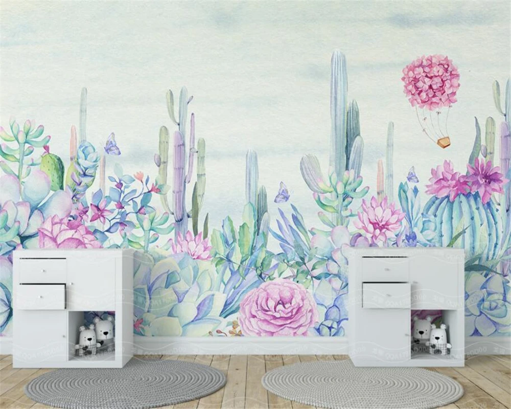 

Beibehang Custom silk cloth murals wallpaper American hand-painted plant flower cactus photo HD wallpaper carta da parati
