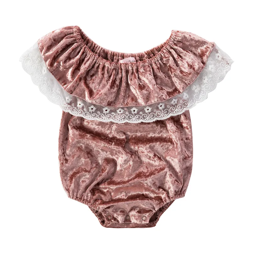dark pink Восхитительный кружевной комбинезон с цветочным рисунком; комбинезон с короткими рукавами для маленьких девочек; летнее хлопковое боди для новорожденных; Одежда для младенцев; bebe; комбинезоны - Цвет: dark pink