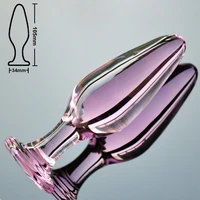 34mm pink pyrex glass bead crystal anal dildo butt plug fake male penis dick female masturbation adult sex toy for women men gay