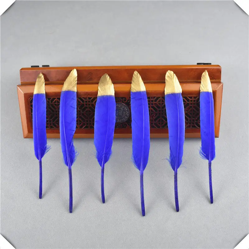 Royal Blue Gold Высокое качество окунутое золото натуральное окрашенное утиное перо 20 шт 10-15 см DIY Перья для рукоделия Декор Перья для изготовления ювелирных изделий - Цвет: Royal Blue Gold