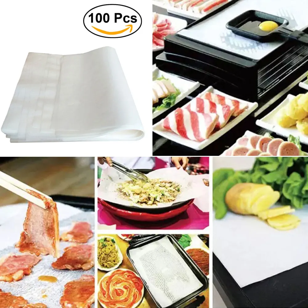 100 шт. бумажные вкладыши для пергамента антипригарные выпечки пароварка барбекю
