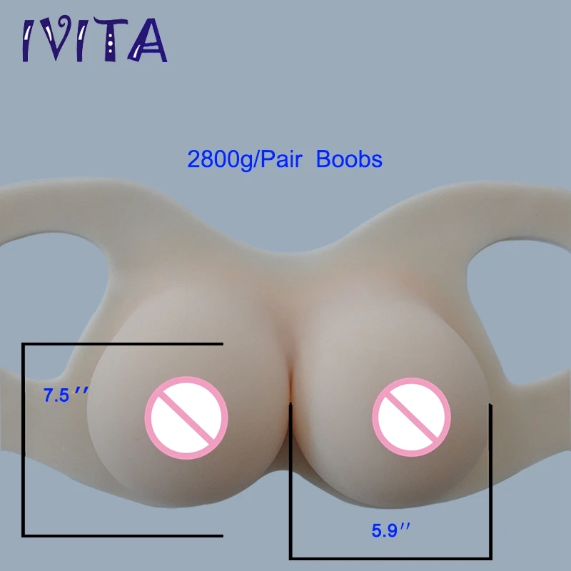 IVITA 2800 г белая искусственная грудь искусственные бриллианты для мужчин Drag-Queen |