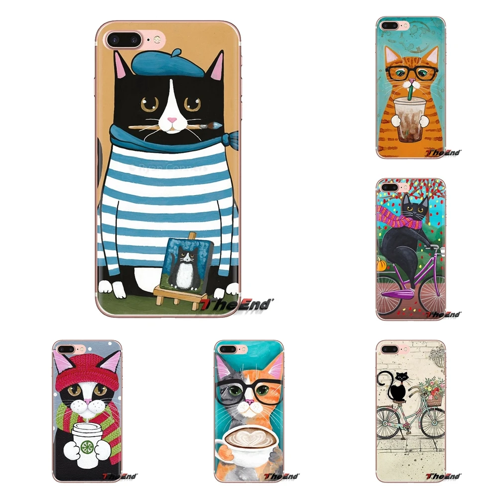 For Huawei G7 G8 P7 P8 P9 P10 P20 P30 Lite Mini Pro P Smart Plus 2017 2018 2019 Phone Cover Housing Coffee Milk Drink Bottle Cat |