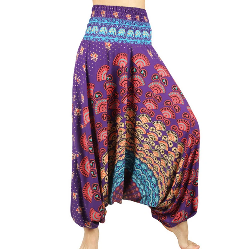 Женские одноразмерные удобные длинные брюки с низким вырезом Boho женские пляжные