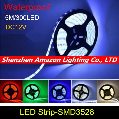 

5M 300Led IP65 waterproof RGB Led Strip Light 3528 DC12V 60Leds/M Flexible Lighting String Ribbon Tape Lamp Home Decoration Lamp