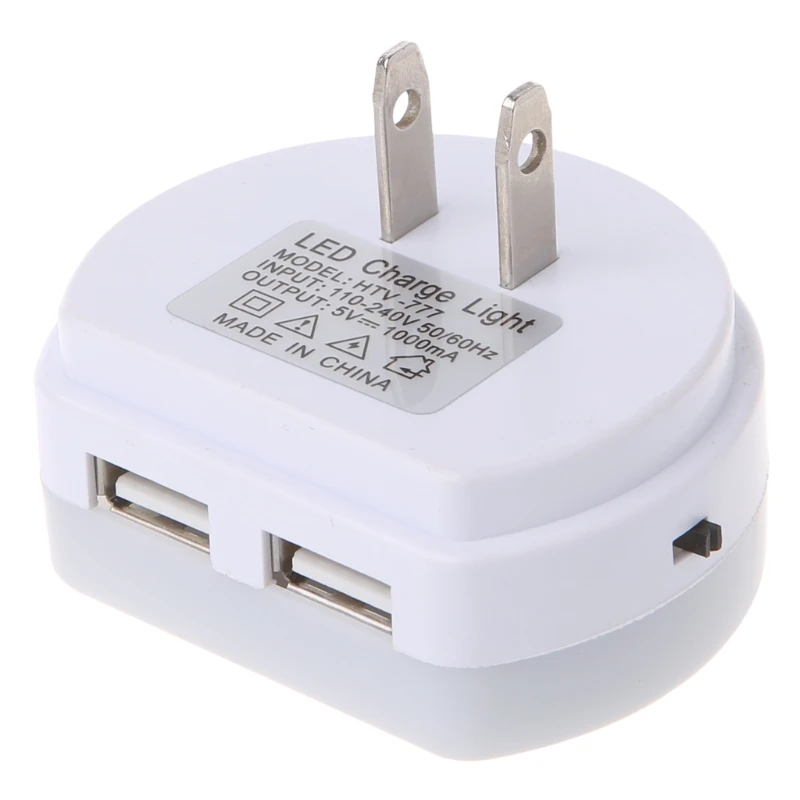 Светодиодный Светильник-ночник с двойным зарядным устройством USB, настенный светильник с датчиком Сумерки до рассвета - Испускаемый цвет: US