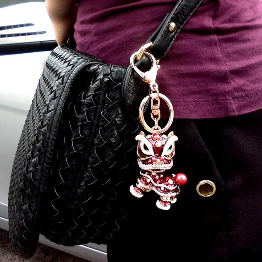 Брелки модные счастливые ювелирные изделия полная Стразы лев на сумке роскошный
