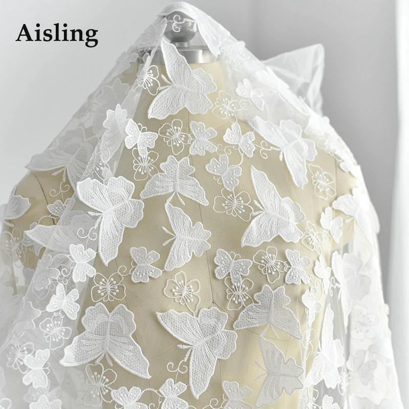 Aisling Высокое качество невесты свадебные украшения кружевной ткани 3D бабочка вышитый тюль ручной работы DIY Ткань Материал D550