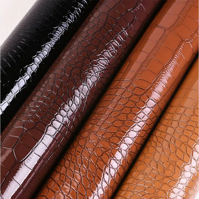 

Good 69*50cm1pc Shiny Faux Crocodile Leather Fabric Black/10 Colour Artificial Leather Sewing Sofa Patchwork DIY Bag Material