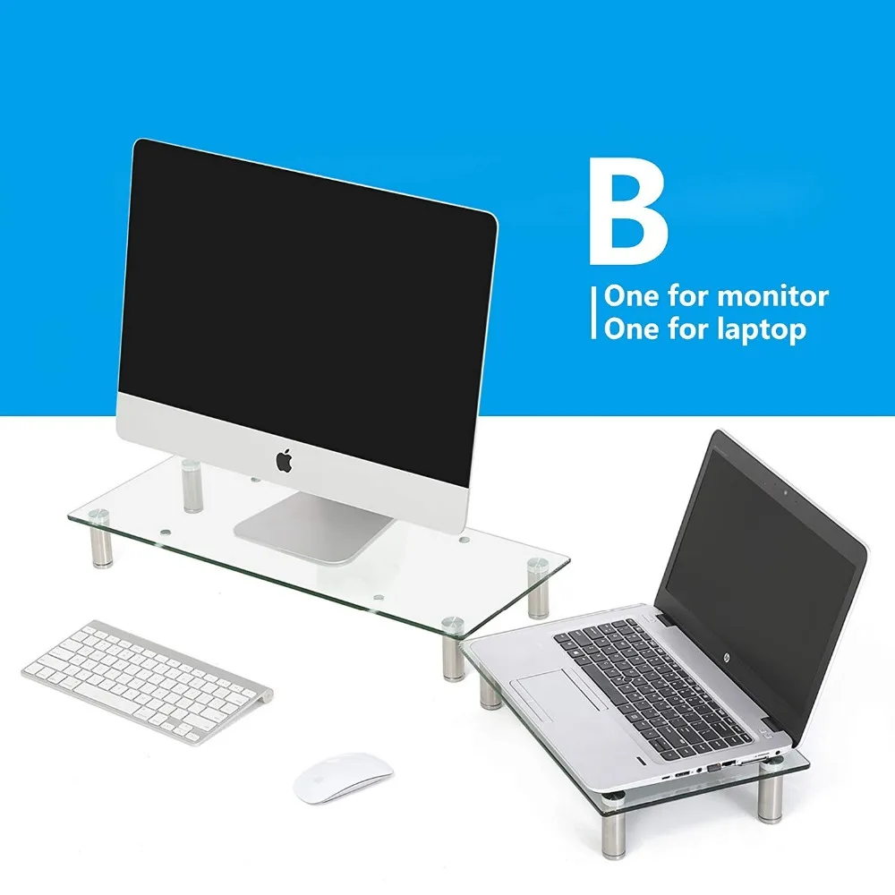 Fitueyes прозрачное закаленное стекло компьютерный монитор Riser с регулируемой
