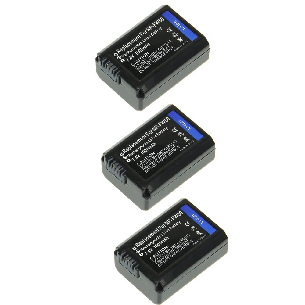 3 шт./лот NP FW50 NPFW50 Перезаряжаемые Камера Батарея для sony lpha 7 7R II фотоаппаратов