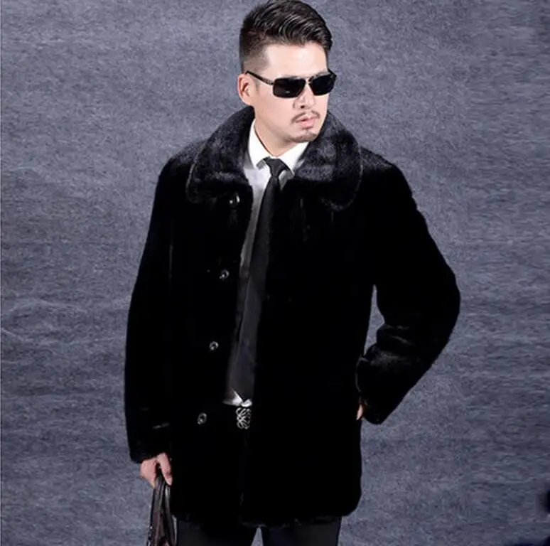 Осенняя повседневная куртка из искусственной норки мужское зимнее утепленное