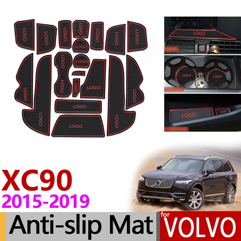 Противоскользящие резиновые коврики для кружек Volvo XC90 2015 ~ 2019 коврик гнезда двери