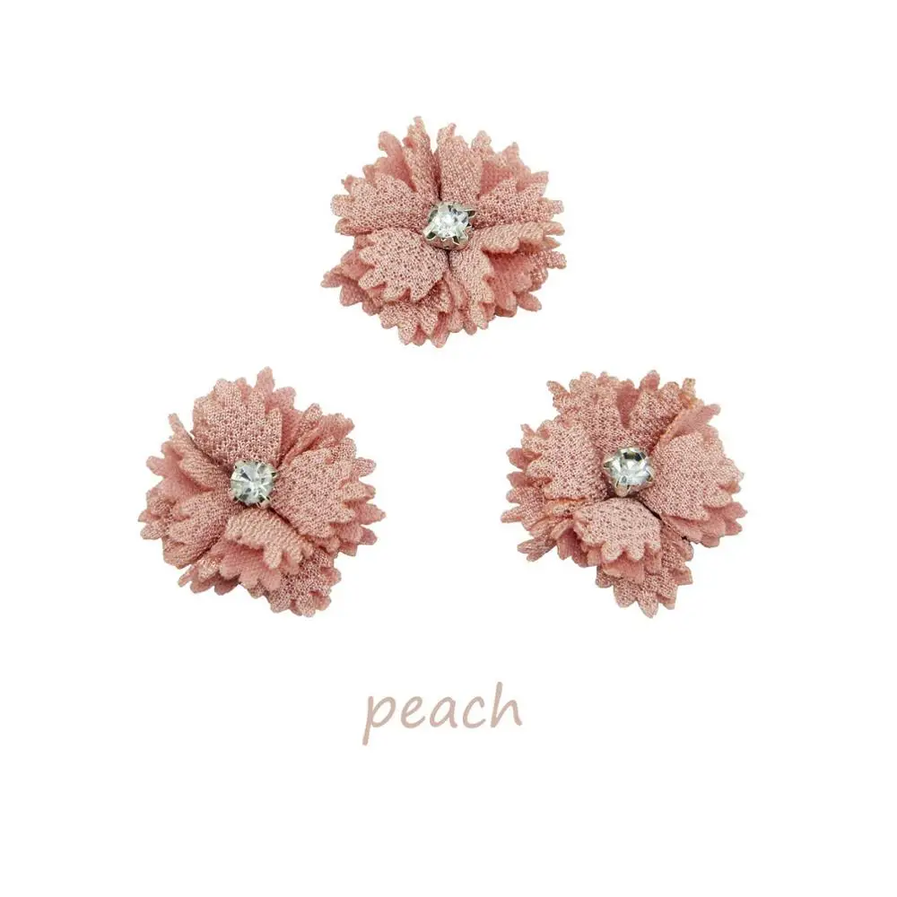 peach 12 шт./пакет 3 см Искусственный цветок ручной работы с изделия ручной работы со стразами ткань цветок женская одежда шарф DIY принадлежности украшения - Цвет: peach