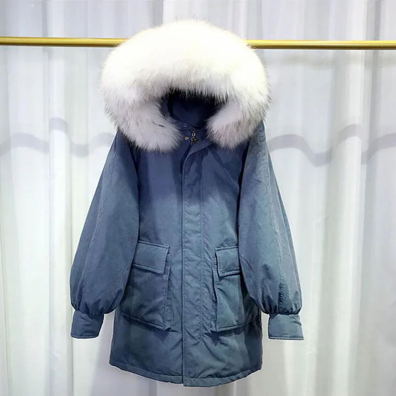 Зимняя женская куртка на белом утином пуху 2018 зимняя большая парка с капюшоном из