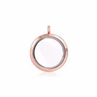 pure gold color round magnetic glass pendant locket for imitation floating charm locket pendant necklace glass locket