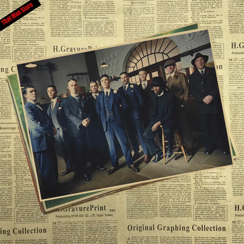 That man Store Peaky blinder фильм крафт-бумага Плакат Бар Кафе Винтаж Высокое качество печать рисунок ядро декоративная живопись - Цвет: Зеленый