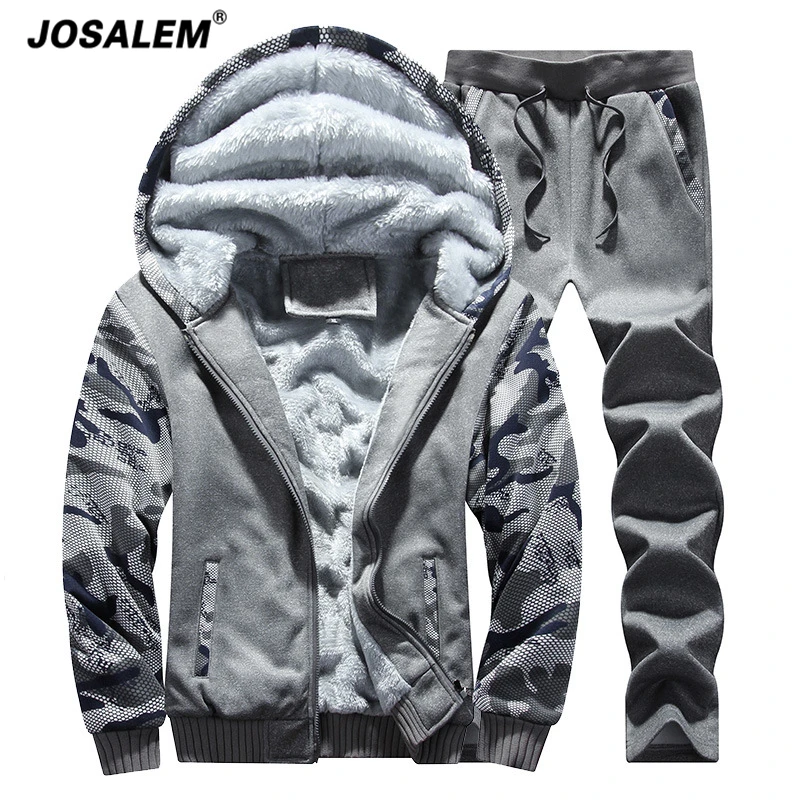 Зимний спортивный костюм Для мужчин 2017 флис теплый пот Костюмы Толстовка и Брюки