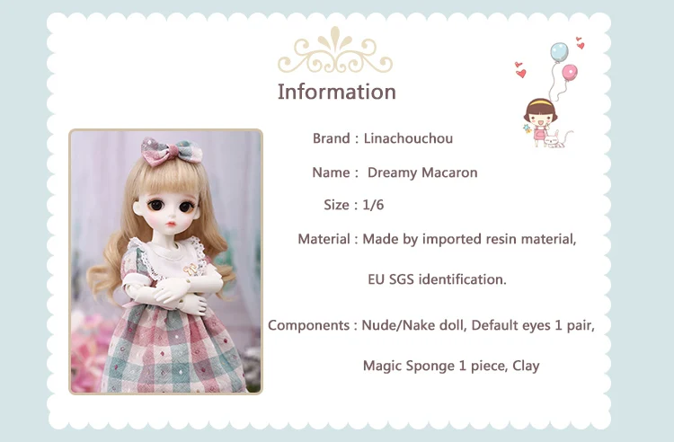 Новое поступление BJD SD кукла Macaron 1/6 тело мода девушка подарок кукла
