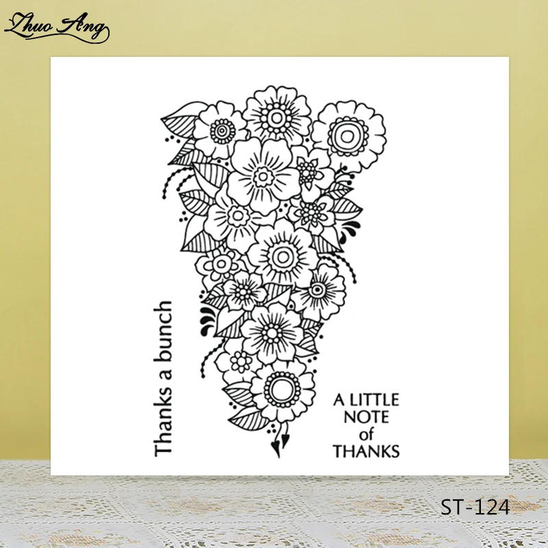 

ZhuoAng Beautiful flower shape Clear Stamp/Seal for DIY Scrapbooking/Photo Album Decorative Card Making Clear Stamps