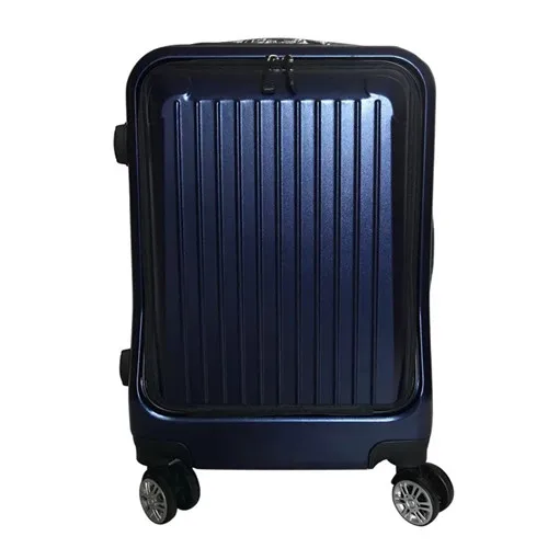 Navy blue KLQDZMS 20/24 дюймов ПК скользящий Чемодан бизнес дорожного чемодана с сумка на колесиках для ноутбука чемодан Универсальный колеса - Цвет: Navy blue