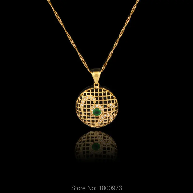 Круглый Кулон из фиопийского зеленого камня ожерелье для женщин и мужчин с