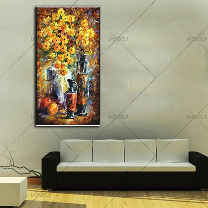 

best Handpainted Colorful flower Knife Modern Oil Paintings On Canvas home Decor Wall Art Wall Pictures For office Home Decor