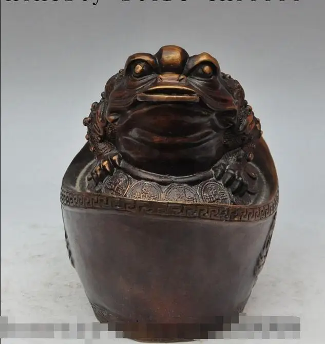 Китайская Бронзовая Золотая жаба bufo лягушка богатство деньги монета слиток