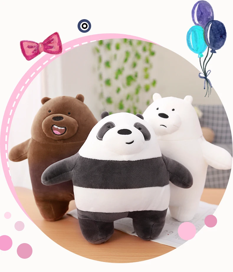 3 шт./лот 27 см Kawaii Мы Голые Медведи Плюшевые игрушки мультяшный медведь набивной гризли серый белый медведь панда кукла Дети любят подарок на день рождения