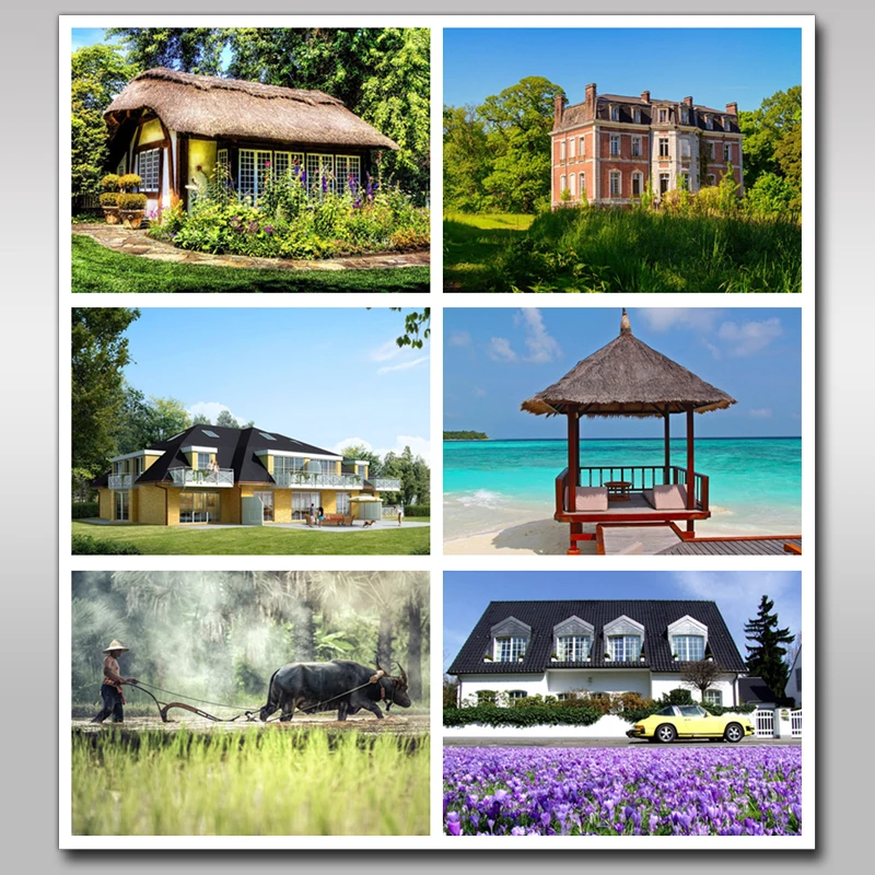 Diy Алмазная картина деревенский дом пейзаж фото полностью квадратная смола