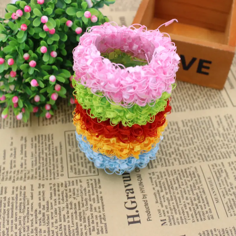 colored mix 6pcs 6 шт./лот, милые детские эластичные ленты для волос с цветами, Модный яркий резиновый головной убор для девочек с конским хвостом - Цвет: colored mix 6pcs