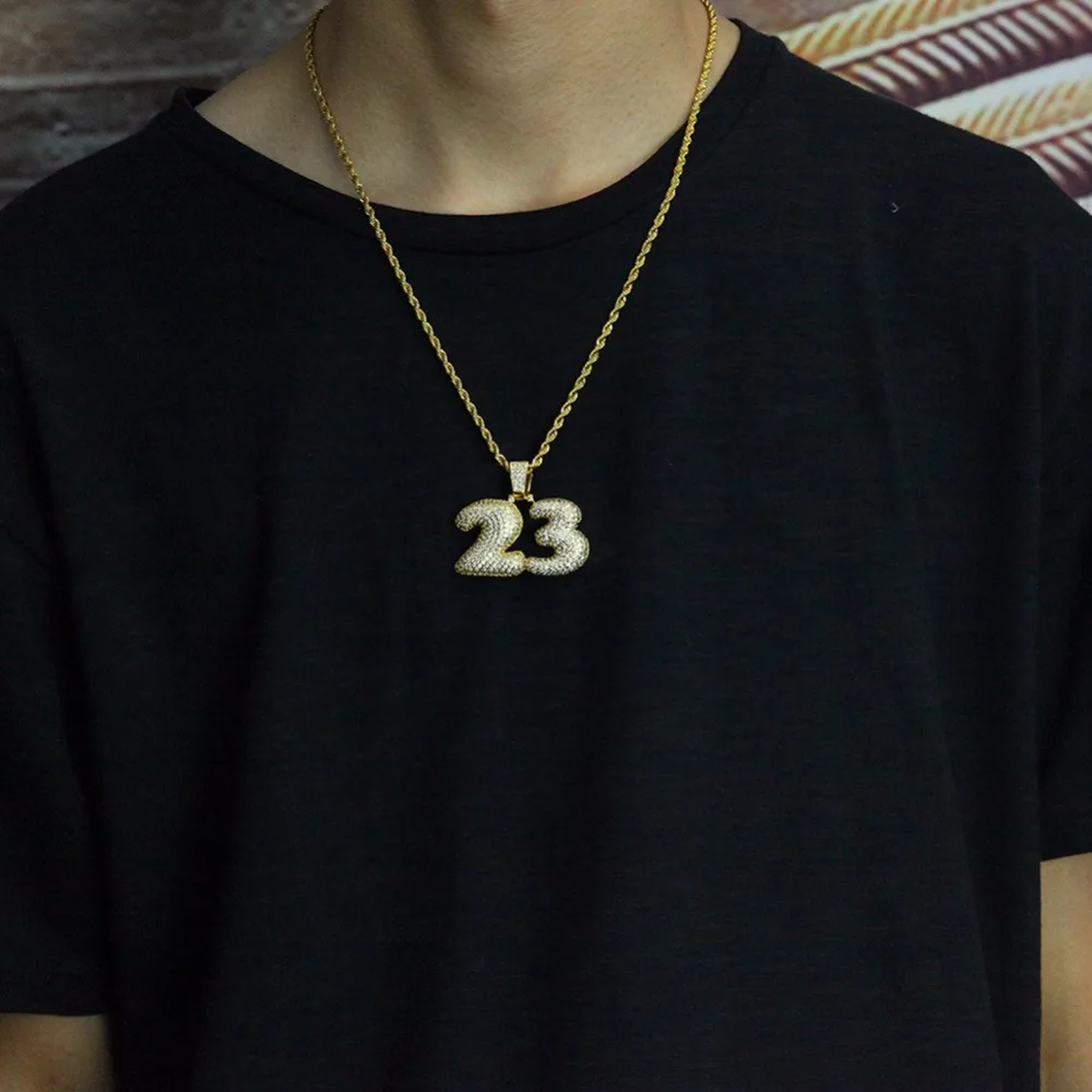 В стиле хип хоп Полный AAA CZ Циркон Bling лед из числа 23 красивое женское ожерелье