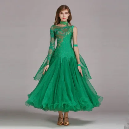 green Royal Blue Ballroom Competition Dress Modern Waltz Tango/Latin Dance Dress/Flamenco Dance Dress - Цвет: green