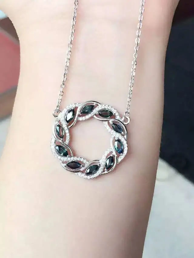 Ожерелье из натурального синего сапфира ожерелье с подвеской драгоценного камня