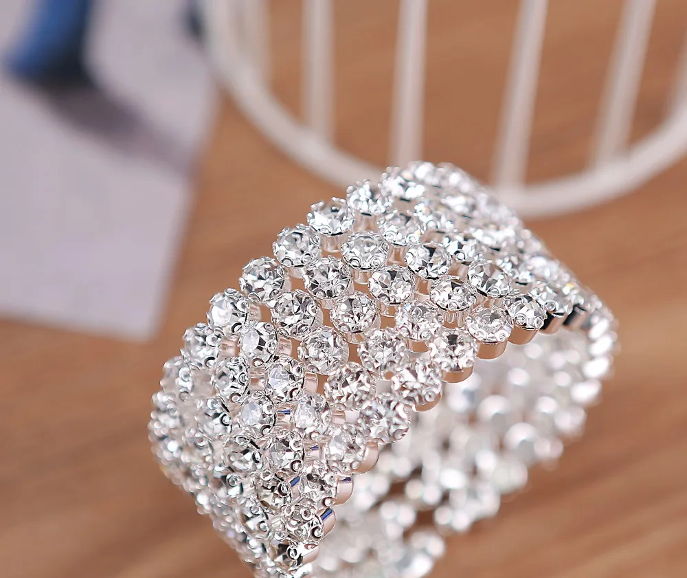 Роскошный свадебный браслет шикарный большие AB Стразы браслеты для женщин 1-5