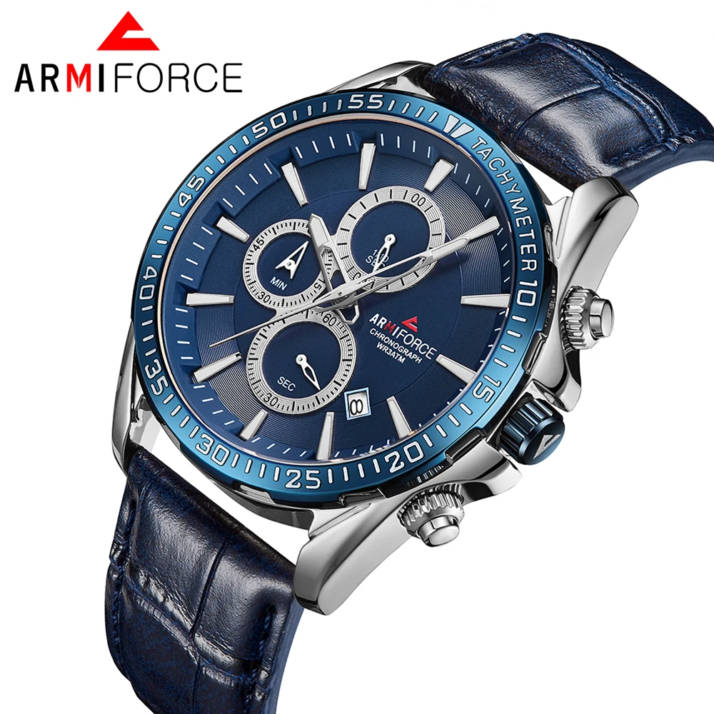 Часы наручные ARMIFORCE Мужские кварцевые брендовые Роскошные модные с кожаным