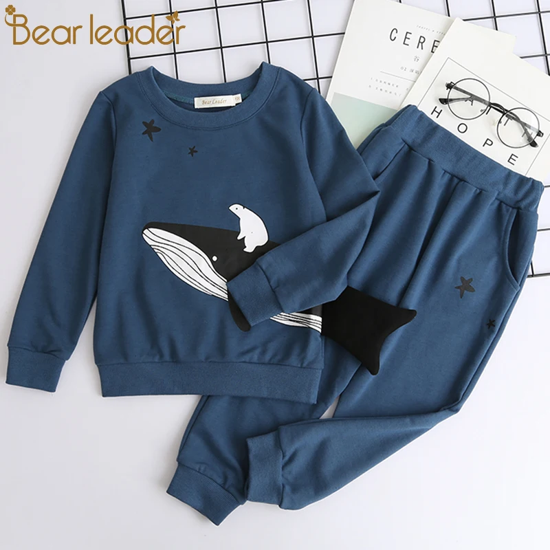 Bear Leader Autumn Children Boys Clothes Sets Long Sleeve T-shirt+Jeans 2pcs Kids Suits Cartoon Car Pattern Clothing | Детская одежда и