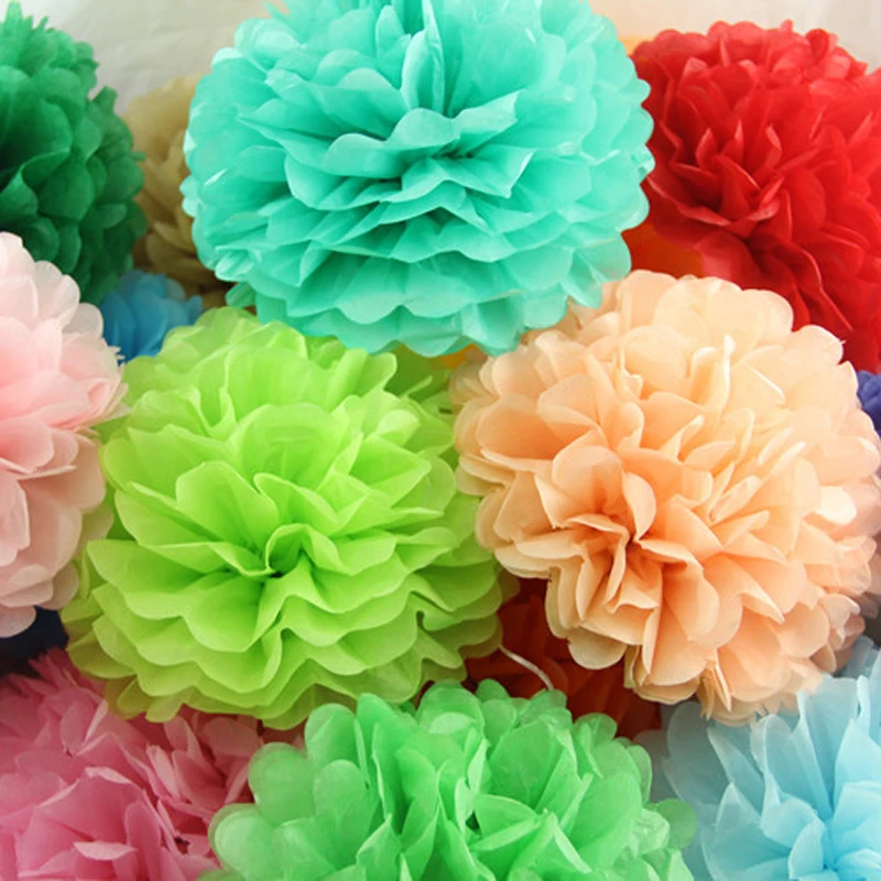 Ручная работа 6/10 дюймов папиросная бумага цветок помпон для дома сад