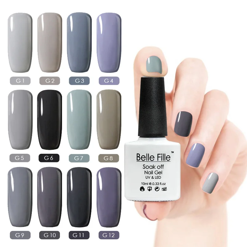 Belle Fille серый коричневый разноцветный гель для ногтей Набор лаков Vernis