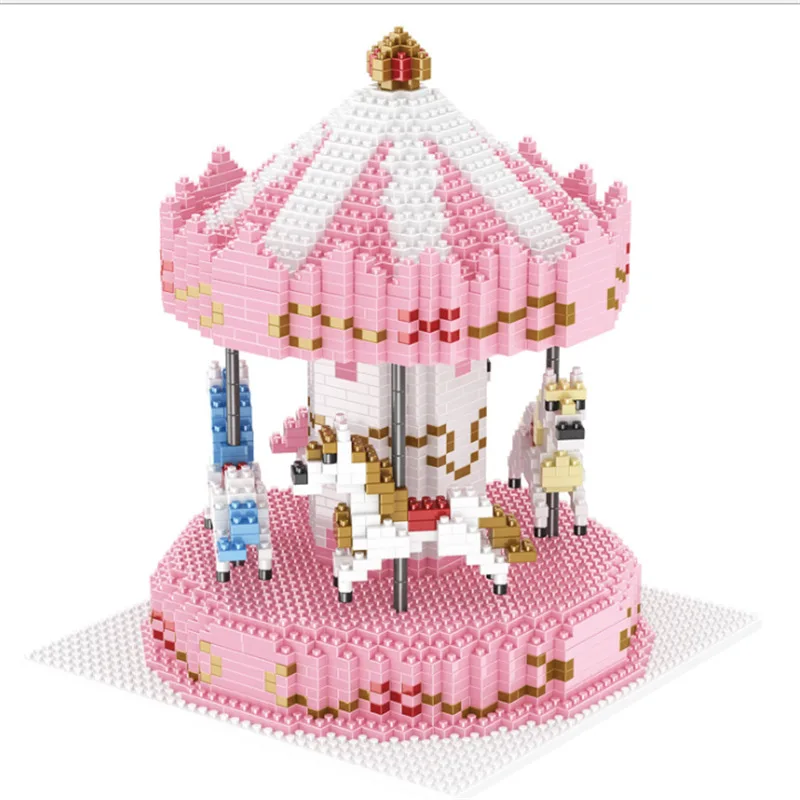 Парк развлечений розовый merry-go-круглый Карусель лошадь 3D модель 2572 шт. алмазные