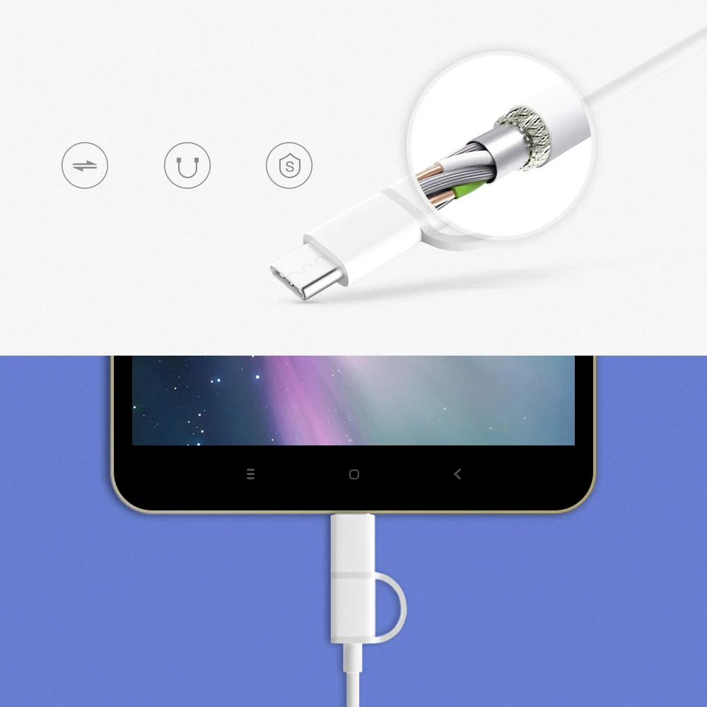 30 см 2 в 1 Сяо mi кабель mi cro Тип usb C короткие Быстрый быстрой зарядки кабель для mi powerbank 8 se A2 redmi s2 6 pro шнур